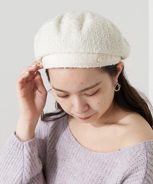 Chico（チコ）の「ツイードベレー帽（ハンチング/ベレー帽・レディース・グレー/アイボリー/ブラック・FREE）」の10枚目の写真