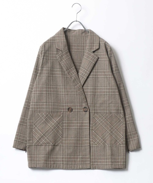 セール】スリーブスリット2way チェック柄テーラードジャケット