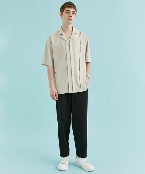 CITY TOKYO（シティトウキョウ）の「リネンライクドッキング半袖シャツ｜接触冷感/防シワ/速乾性（シャツ/ブラウス・メンズ・ブラック/グレイッシュベージュ/ネイビー・2/3/1）」の14枚目の写真