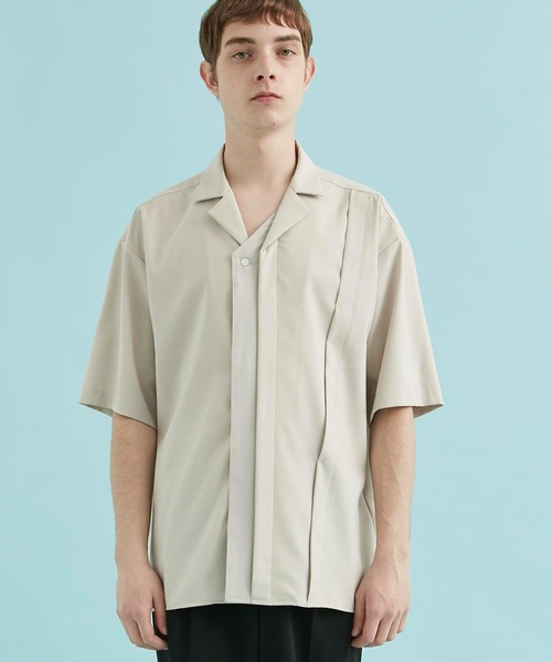 CITY TOKYO（シティトウキョウ）の「リネンライクドッキング半袖シャツ｜接触冷感/防シワ/速乾性（シャツ/ブラウス・メンズ・ブラック/グレイッシュベージュ/ネイビー・2/3/1）」の16枚目の写真