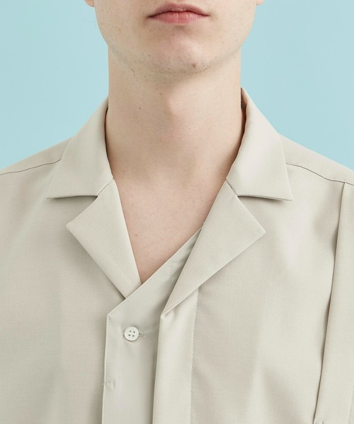 CITY TOKYO（シティトウキョウ）の「リネンライクドッキング半袖シャツ｜接触冷感/防シワ/速乾性（シャツ/ブラウス・メンズ・ブラック/グレイッシュベージュ/ネイビー・2/3/1）」の19枚目の写真