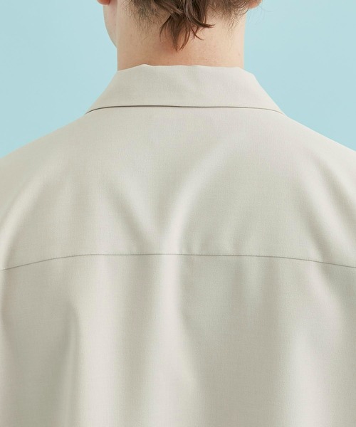 CITY TOKYO（シティトウキョウ）の「リネンライクドッキング半袖シャツ｜接触冷感/防シワ/速乾性（シャツ/ブラウス・メンズ・ブラック/グレイッシュベージュ/ネイビー・2/3/1）」の21枚目の写真