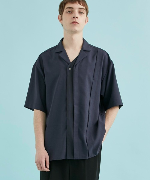 CITY TOKYO（シティトウキョウ）の「リネンライクドッキング半袖シャツ｜接触冷感/防シワ/速乾性（シャツ/ブラウス・メンズ・ブラック/グレイッシュベージュ/ネイビー・2/3/1）」の22枚目の写真