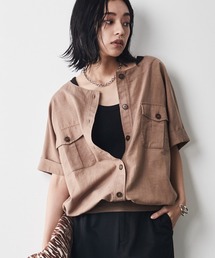 ＜大きいサイズ＞裾リブワークシャツ シックスタイル