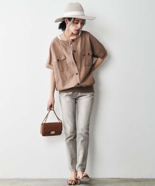 CHIC STYLE（シックスタイル）の「＜大きいサイズ＞裾リブワークシャツ シックスタイル（シャツ/ブラウス・レディース・ブラック/モカ・5L/L/4L/3L/LL）」の10枚目の写真