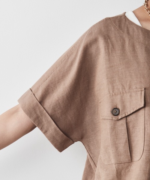 CHIC STYLE（シックスタイル）の「＜大きいサイズ＞裾リブワークシャツ シックスタイル（シャツ/ブラウス・レディース・ブラック/モカ・5L/L/4L/3L/LL）」の18枚目の写真