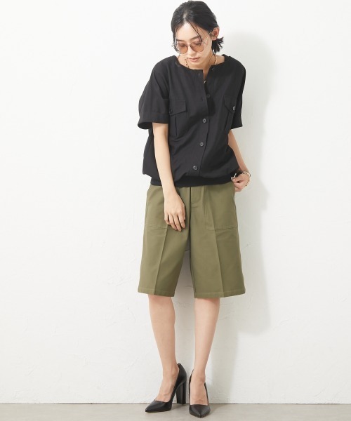 CHIC STYLE（シックスタイル）の「＜大きいサイズ＞裾リブワークシャツ シックスタイル（シャツ/ブラウス・レディース・ブラック/モカ・5L/L/4L/3L/LL）」の11枚目の写真