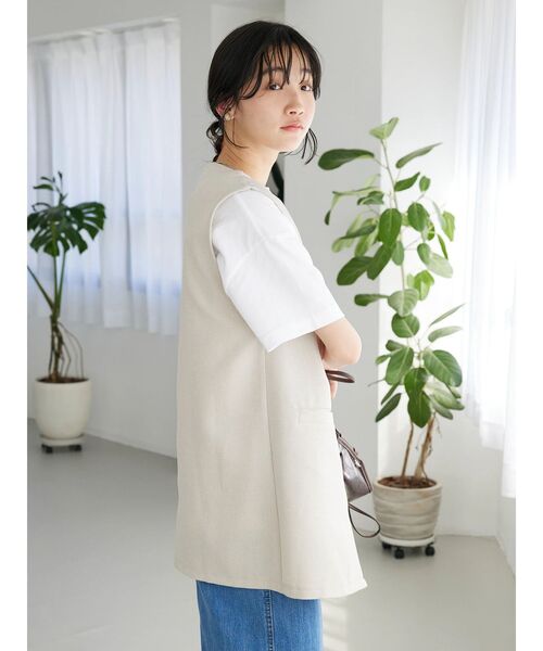 CRAFT STANDARD BOUTIQUE(クラフトスタンダードブティック)の「リネンライクジレ(ベスト・レディース・ブラック/ブラウン/ベージュ・M/L)」の5枚目の写真