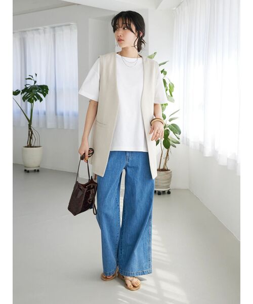 CRAFT STANDARD BOUTIQUE(クラフトスタンダードブティック)の「リネンライクジレ(ベスト・レディース・ブラック/ブラウン/ベージュ・M/L)」の6枚目の写真