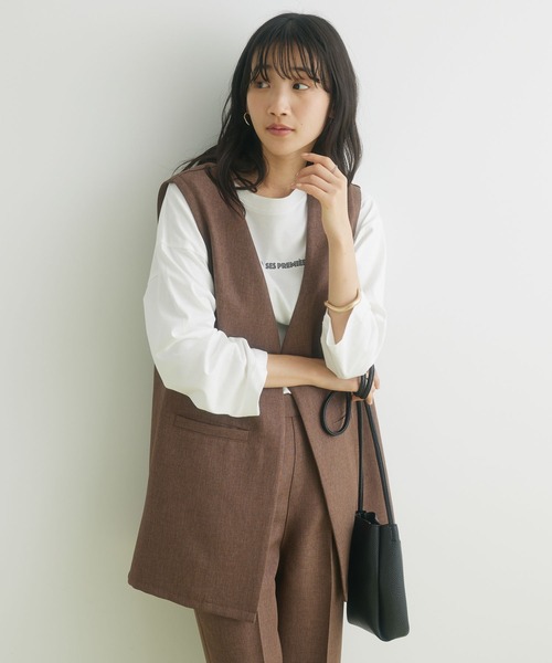 CRAFT STANDARD BOUTIQUE(クラフトスタンダードブティック)の「リネンライクジレ(ベスト・レディース・ブラック/ブラウン/ベージュ・M/L)」の1枚目の写真