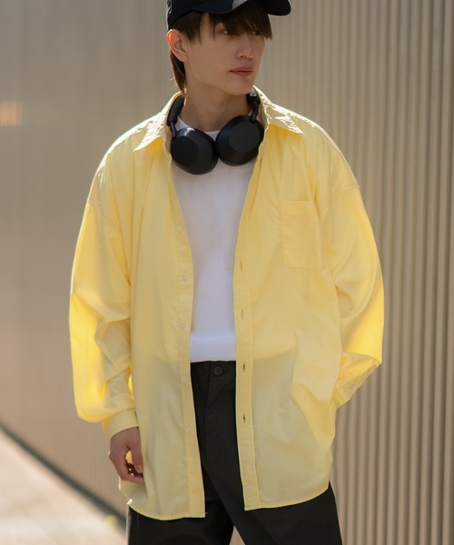 NULL（ヌル）の「【NULL】ストライプ＆無地 長袖シャツ（シャツ/ブラウス・メンズ・ライトブルー/ブラック/サックスブルー/ブルー/グレー/ブラック系/グリーン/ホワイト/ベージュ/ブルー系/ブラック系1/ネイビー系/チャコール/カーキ/オフホワイト/ブルー系3/ピンク系3/サックスブルー系3/ブラック系3/ホワイト系3/ブラック系2/ライトイエロー系3/イエロー系3・MEDIUM/X-LARGE/LARGE/SMALL）」の22枚目の写真