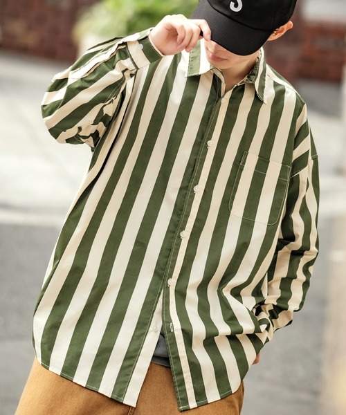 NULL（ヌル）の「【NULL】ストライプ＆無地 長袖シャツ（シャツ/ブラウス・メンズ・ライトブルー/ブラック/サックスブルー/ブルー/グレー/ブラック系/グリーン/ホワイト/ベージュ/ブルー系/ブラック系1/ネイビー系/チャコール/カーキ/オフホワイト/ブルー系3/ピンク系3/サックスブルー系3/ブラック系3/ホワイト系3/ブラック系2/ライトイエロー系3/イエロー系3・MEDIUM/X-LARGE/LARGE/SMALL）」の14枚目の写真