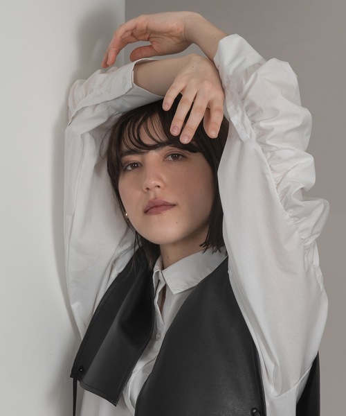 lawgy(ラウジー)の「gather sleeve shirt op(ワンピース・レディース・ホワイト/ブラック・FREE)」の16枚目の写真