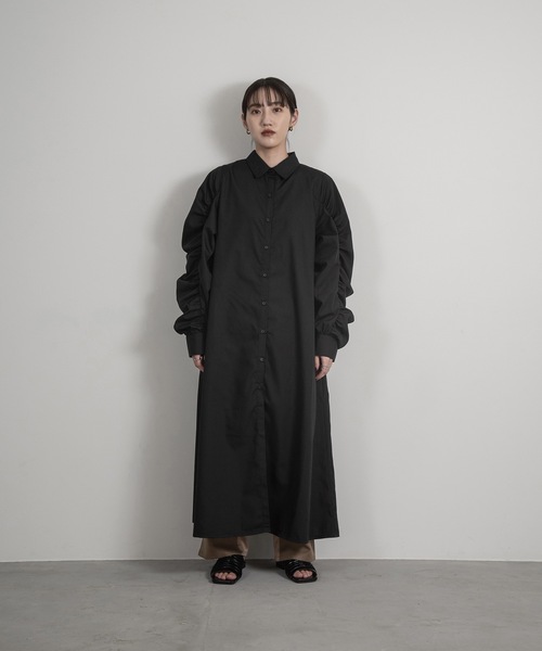 lawgy(ラウジー)の「gather sleeve shirt op(ワンピース・レディース・ホワイト/ブラック・FREE)」の18枚目の写真