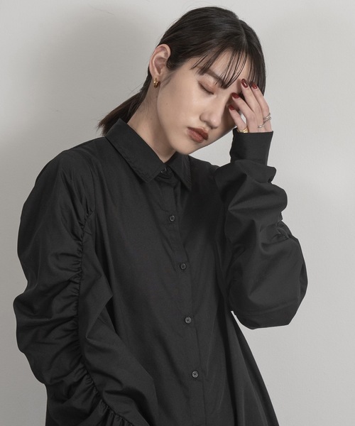 lawgy(ラウジー)の「gather sleeve shirt op(ワンピース・レディース・ホワイト/ブラック・FREE)」の19枚目の写真