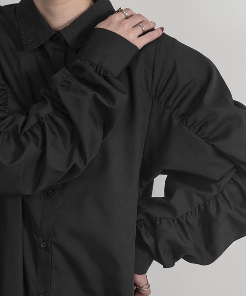 lawgy(ラウジー)の「gather sleeve shirt op(ワンピース・レディース・ホワイト/ブラック・FREE)」の20枚目の写真