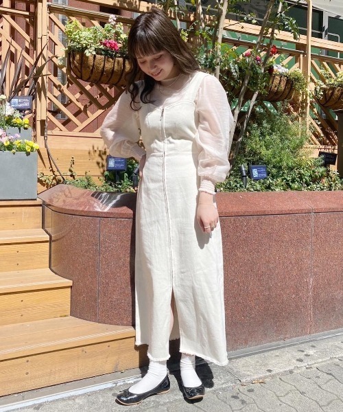 flower（フラワー）の「シェイプジャンパースカート（ジャンパースカート・レディース・ベージュ/アイボリー・FREE）」の5枚目の写真