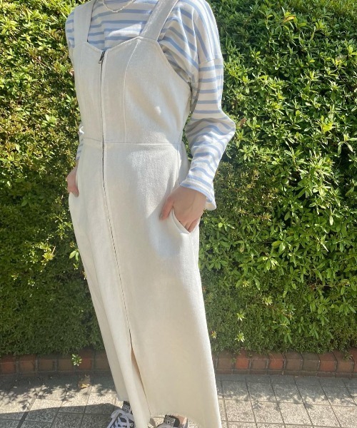 flower（フラワー）の「シェイプジャンパースカート（ジャンパースカート・レディース・ベージュ/アイボリー・FREE）」の19枚目の写真