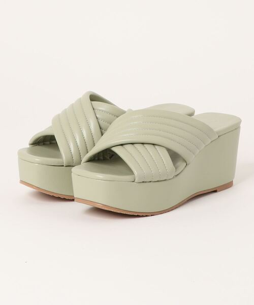 DURAS（デュラス）の「【DURAS】 厚底スクエアトゥサンダル（サンダル・レディース・ブラック/ホワイト/ベージュ/グリーン・S/M/L/LL）」の4枚目の写真