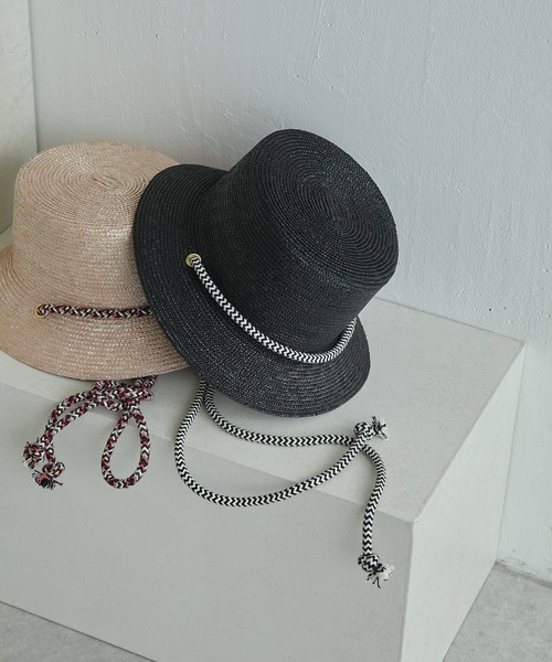 FERRUCCIO VECCHI（フェリシオベッキ）の「【FERRUCCIO VECCH（フェリシオヴェッキ）】ロープ付カンカン帽（ハット・レディース・ピンク/ブラック・FREE）」の3枚目の写真