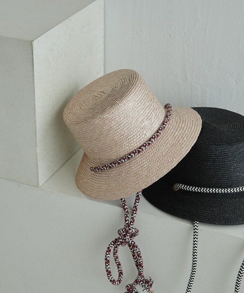 FERRUCCIO VECCHI（フェリシオベッキ）の「【FERRUCCIO VECCH（フェリシオヴェッキ）】ロープ付カンカン帽（ハット・レディース・ピンク/ブラック・FREE）」の4枚目の写真