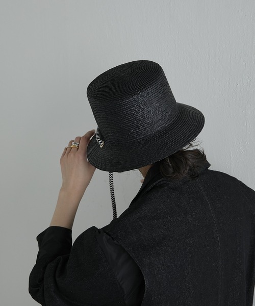 FERRUCCIO VECCHI（フェリシオベッキ）の「【FERRUCCIO VECCH（フェリシオヴェッキ）】ロープ付カンカン帽（ハット・レディース・ピンク/ブラック・FREE）」の6枚目の写真