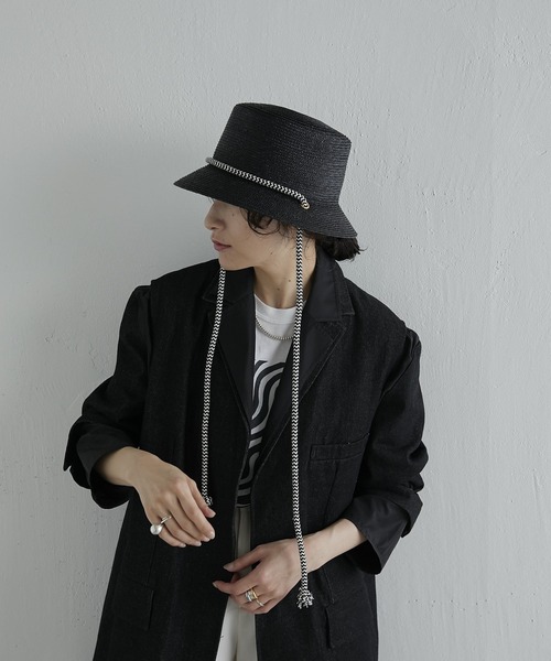 FERRUCCIO VECCHI（フェリシオベッキ）の「【FERRUCCIO VECCH（フェリシオヴェッキ）】ロープ付カンカン帽（ハット・レディース・ピンク/ブラック・FREE）」の8枚目の写真