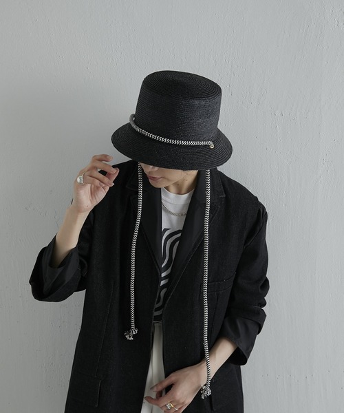 FERRUCCIO VECCHI（フェリシオベッキ）の「【FERRUCCIO VECCH（フェリシオヴェッキ）】ロープ付カンカン帽（ハット・レディース・ピンク/ブラック・FREE）」の9枚目の写真