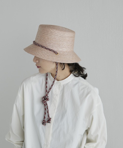 FERRUCCIO VECCHI（フェリシオベッキ）の「【FERRUCCIO VECCH（フェリシオヴェッキ）】ロープ付カンカン帽（ハット・レディース・ピンク/ブラック・FREE）」の21枚目の写真