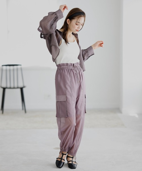 mysty woman(ミスティウーマン)の「ショートシアー2WAYシャツ 908451(シャツ/ブラウス・レディース・ブラウン/バーガンディー/アイボリー・FREE)」の20枚目の写真
