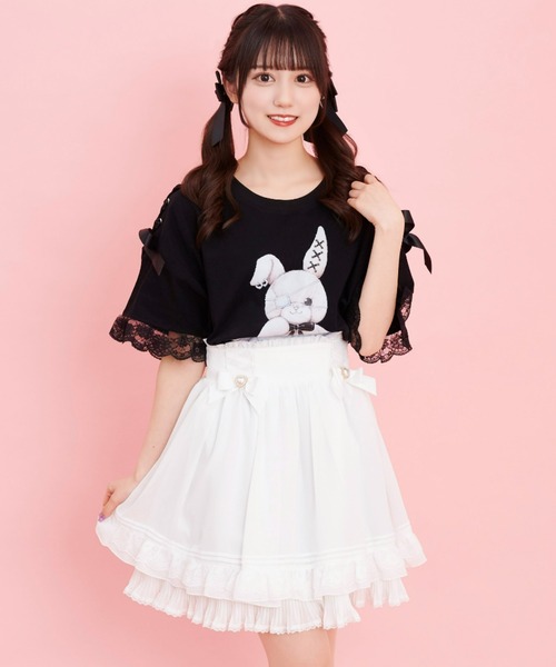 Secret Honey（シークレットハニー）の「裾レースフリルシフォンスカート（スカート・レディース・オフホワイト/ブラック・MEDIUM）」の15枚目の写真