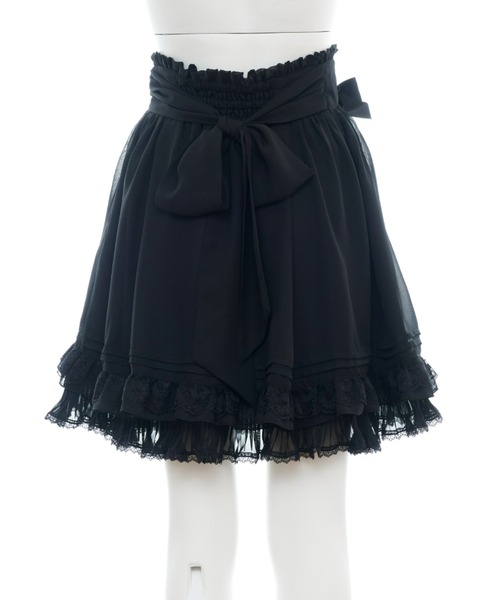 Secret Honey（シークレットハニー）の「裾レースフリルシフォンスカート（スカート・レディース・オフホワイト/ブラック・MEDIUM）」の19枚目の写真