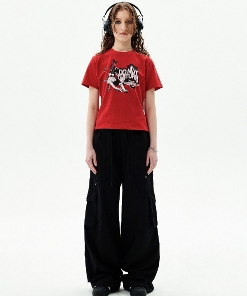tシャツ A'GEM/9 × .kom「runningHIGH/ランニングハイ」RIBBON CAT T-Shirt/リボンキャット Tシャツ レディ A'GEM/9 × .kom『runningHIGH/ランニングハイ』RIBBON CAT T