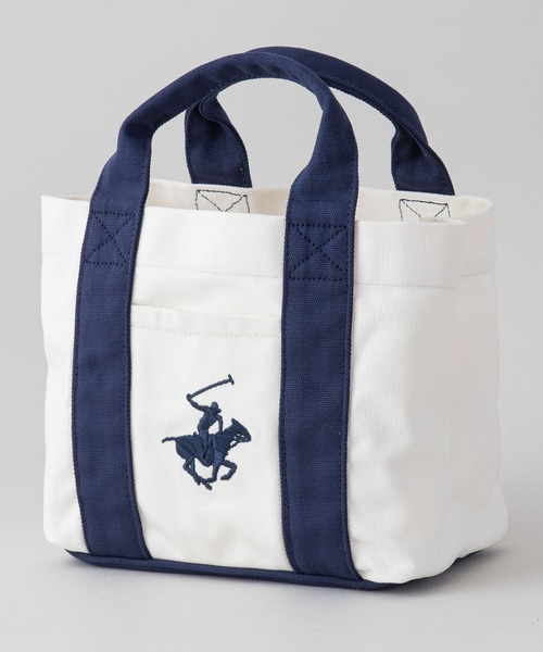 BEVERLY HILLS POLO CLUB（ビバリーヒルズポロクラブ）の「【BEVERLY HILLS POLO CLUB/ビバリーヒルズポロクラブ 】【便利な3部屋仕切り】キャンバス ミニトートバッグ ブランド ロゴ ポニー 刺繍 BHPC ハンドバッグ ランチバッグ（トートバッグ・レディース・サックスブルー/ネイビー/ベージュ/ブラック/ブラウン/インディゴブルー・FREE）」の4枚目の写真