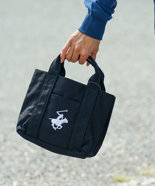 BEVERLY HILLS POLO CLUB（ビバリーヒルズポロクラブ）の「【BEVERLY HILLS POLO CLUB/ビバリーヒルズポロクラブ 】【便利な3部屋仕切り】キャンバス ミニトートバッグ ブランド ロゴ ポニー 刺繍 BHPC ハンドバッグ ランチバッグ（トートバッグ・レディース・サックスブルー/ネイビー/ベージュ/ブラック/ブラウン/インディゴブルー・FREE）」の22枚目の写真