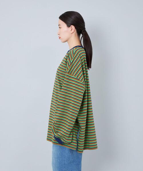 CITEN(シテン)の「<CITEN>リンガー ボーダー Tシャツ(Tシャツ/カットソー・レディース・ブラウン/ブラック・FREE)」の4枚目の写真