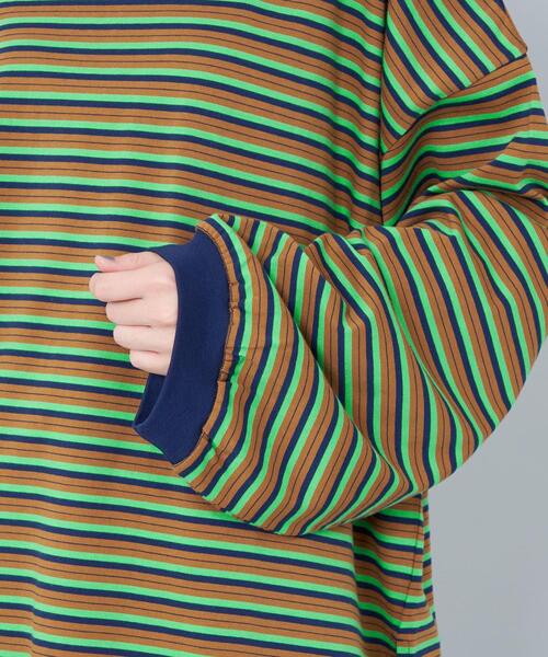 CITEN(シテン)の「<CITEN>リンガー ボーダー Tシャツ(Tシャツ/カットソー・レディース・ブラウン/ブラック・FREE)」の7枚目の写真