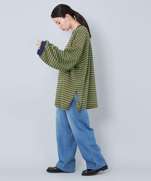 CITEN(シテン)の「<CITEN>リンガー ボーダー Tシャツ(Tシャツ/カットソー・レディース・ブラウン/ブラック・FREE)」の11枚目の写真