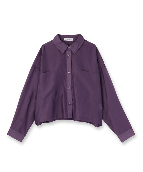 GALLEST（ギャレスト）の「シアークロップドシャツ（シャツ/ブラウス・レディース・ブラック/ダークグリーン/パープル系4・38）」の6枚目の写真