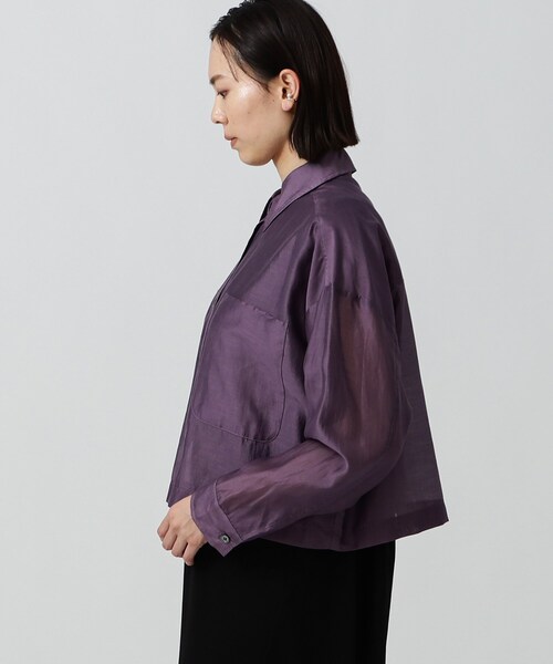 GALLEST（ギャレスト）の「シアークロップドシャツ（シャツ/ブラウス・レディース・ブラック/ダークグリーン/パープル系4・38）」の11枚目の写真