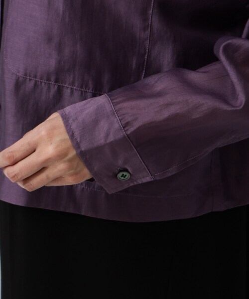 GALLEST（ギャレスト）の「シアークロップドシャツ（シャツ/ブラウス・レディース・ブラック/ダークグリーン/パープル系4・38）」の9枚目の写真