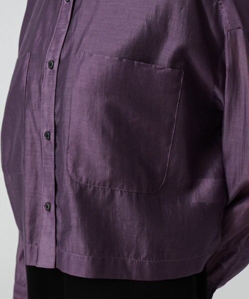 GALLEST（ギャレスト）の「シアークロップドシャツ（シャツ/ブラウス・レディース・ブラック/ダークグリーン/パープル系4・38）」の8枚目の写真