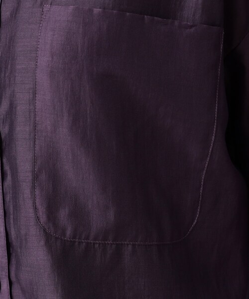 GALLEST（ギャレスト）の「シアークロップドシャツ（シャツ/ブラウス・レディース・ブラック/ダークグリーン/パープル系4・38）」の7枚目の写真