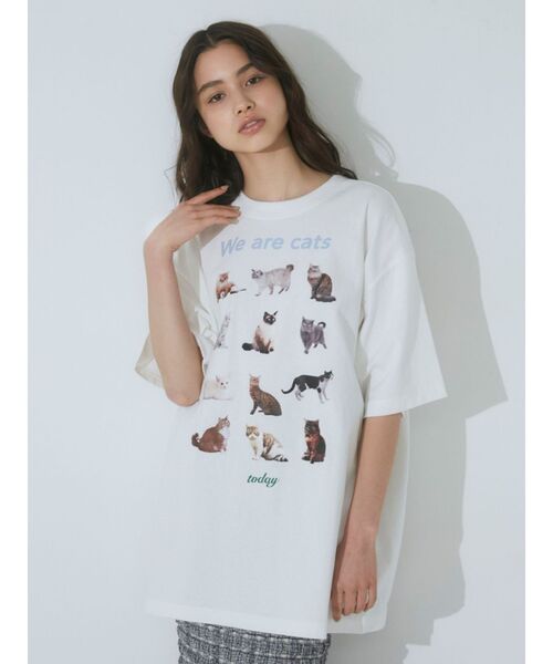 merry jenny（メリージェニー）の「We are CAT Tee（Tシャツ/カットソー・レディース・オフホワイト/ピンク/ブルー/チャコールグレー・FREE）」の7枚目の写真