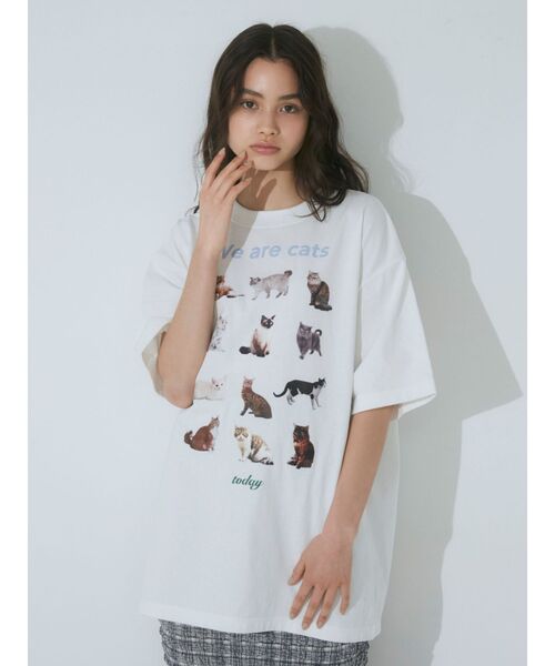 merry jenny（メリージェニー）の「We are CAT Tee（Tシャツ/カットソー・レディース・オフホワイト/ピンク/ブルー/チャコールグレー・FREE）」の8枚目の写真