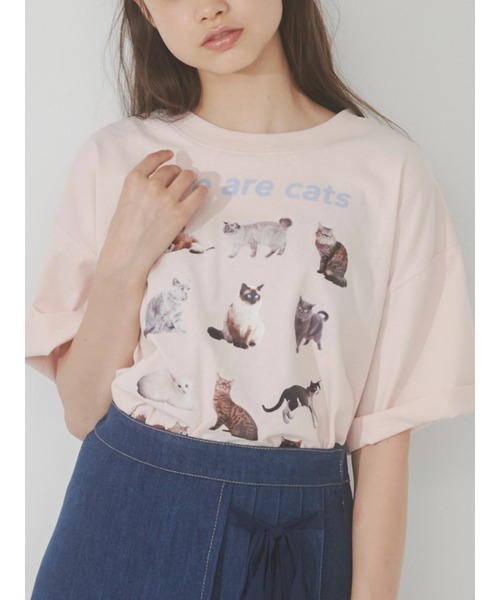 merry jenny（メリージェニー）の「We are CAT Tee（Tシャツ/カットソー・レディース・オフホワイト/ピンク/ブルー/チャコールグレー・FREE）」の4枚目の写真