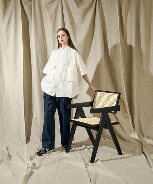 WETTEMPT(ウィテンプト)の「SAND WASH BIG POCKET SHIRT /サンドウォッシュビッグポケットシャツ(シャツ/ブラウス・メンズ・オフホワイト/サックスブルー・SMALL/MEDIUM/LARGE)」の4枚目の写真