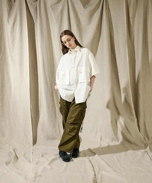 WETTEMPT(ウィテンプト)の「SAND WASH BIG POCKET SHIRT /サンドウォッシュビッグポケットシャツ(シャツ/ブラウス・メンズ・オフホワイト/サックスブルー・SMALL/MEDIUM/LARGE)」の8枚目の写真