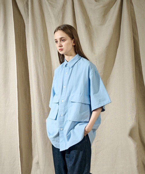 WETTEMPT(ウィテンプト)の「SAND WASH BIG POCKET SHIRT /サンドウォッシュビッグポケットシャツ(シャツ/ブラウス・メンズ・オフホワイト/サックスブルー・SMALL/MEDIUM/LARGE)」の17枚目の写真