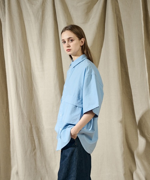 WETTEMPT(ウィテンプト)の「SAND WASH BIG POCKET SHIRT /サンドウォッシュビッグポケットシャツ(シャツ/ブラウス・メンズ・オフホワイト/サックスブルー・SMALL/MEDIUM/LARGE)」の9枚目の写真